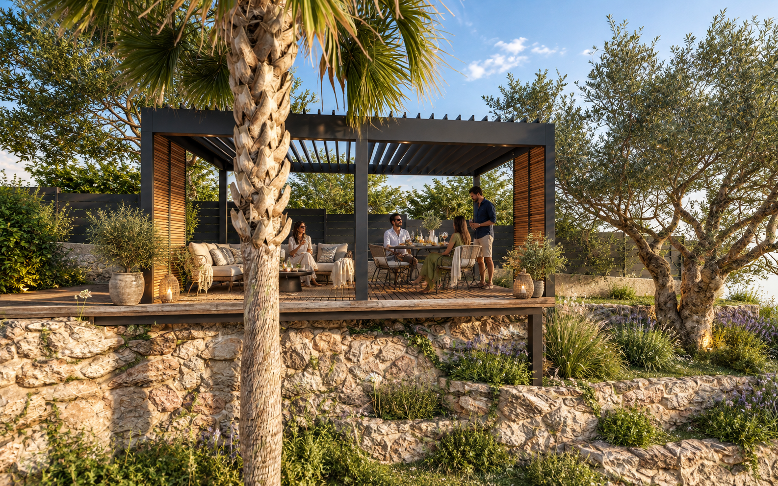 Terrasse méditerranéenne à l’heure dorée Vue de départ du projet